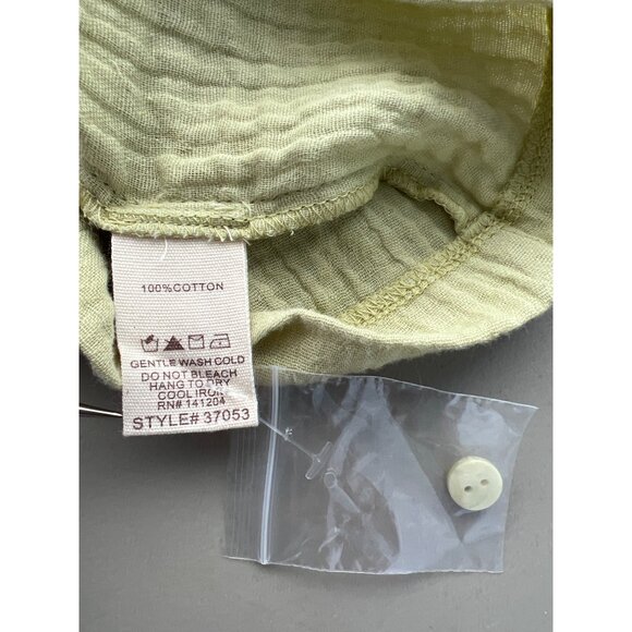 Hem and Thread Romper Size Large Gauze Short Sleeve Button Up Drawstring Crinkle - Picture 4 of 7